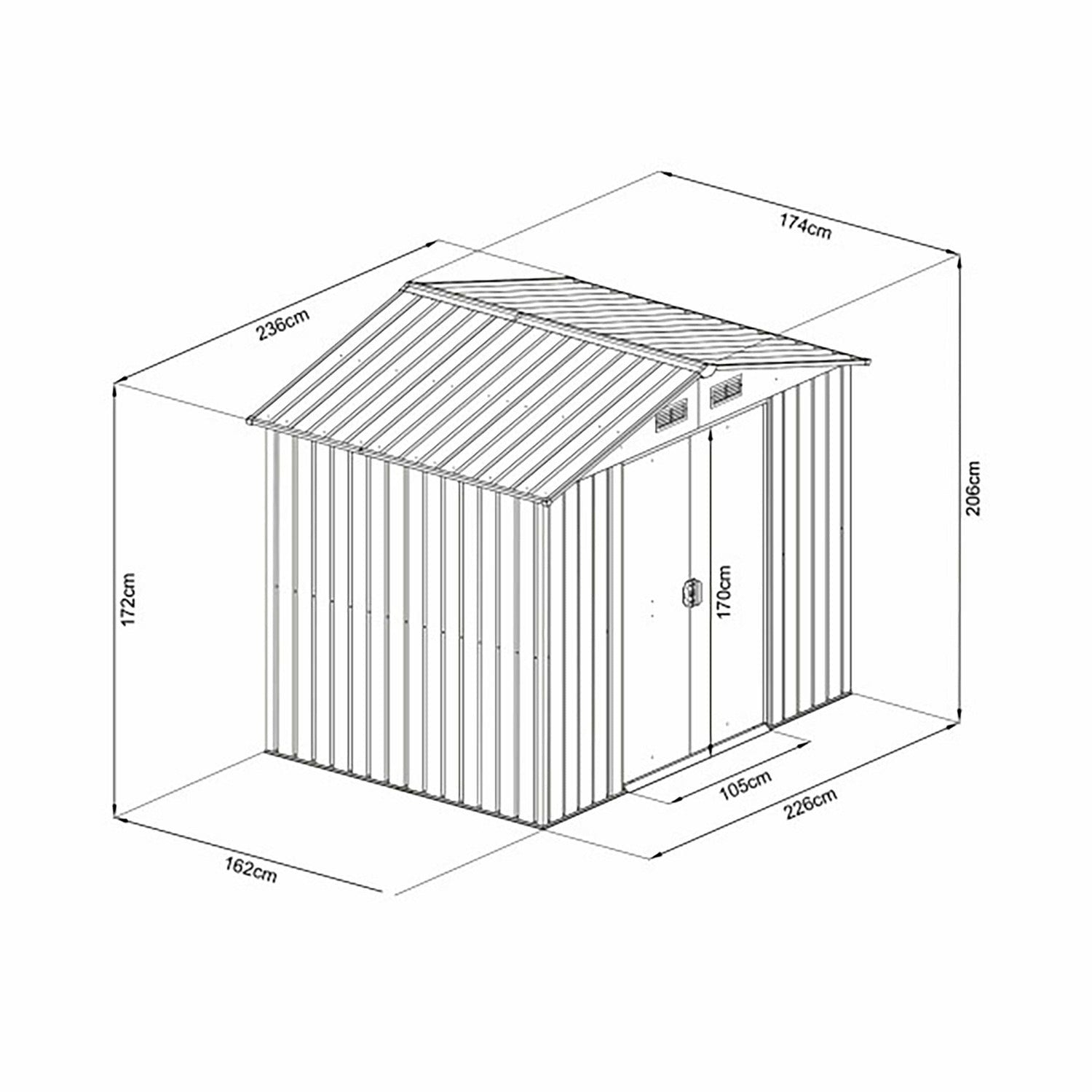 VERDELOOK - Casetta box da giardino in metallo Jardin - h206x236x174 cm